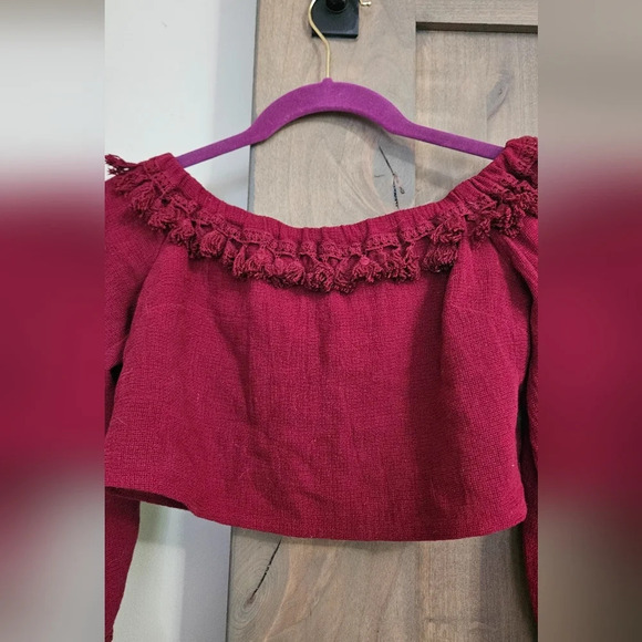 THE INDIGO CHILD Tassel skirt And Cropped Top Set. Maroon/Burgundy. Size small - Picture 13 of 15